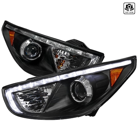 Spec-D Tuning 10-Up Hyundai Tucson Projector Headlight Black Housing 2LHP-TUC10JM-TM